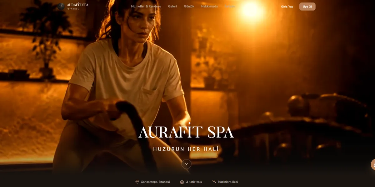 Aurafit Spa web sitesi ana sayfası