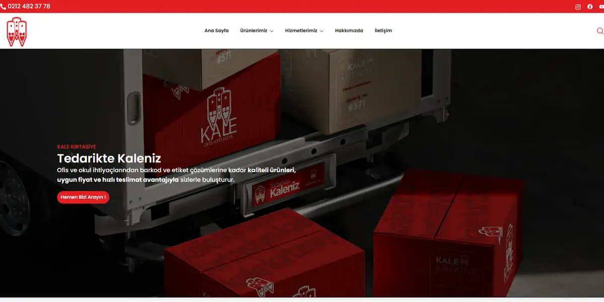 Kale Kırtasiye web sitesi ana sayfası