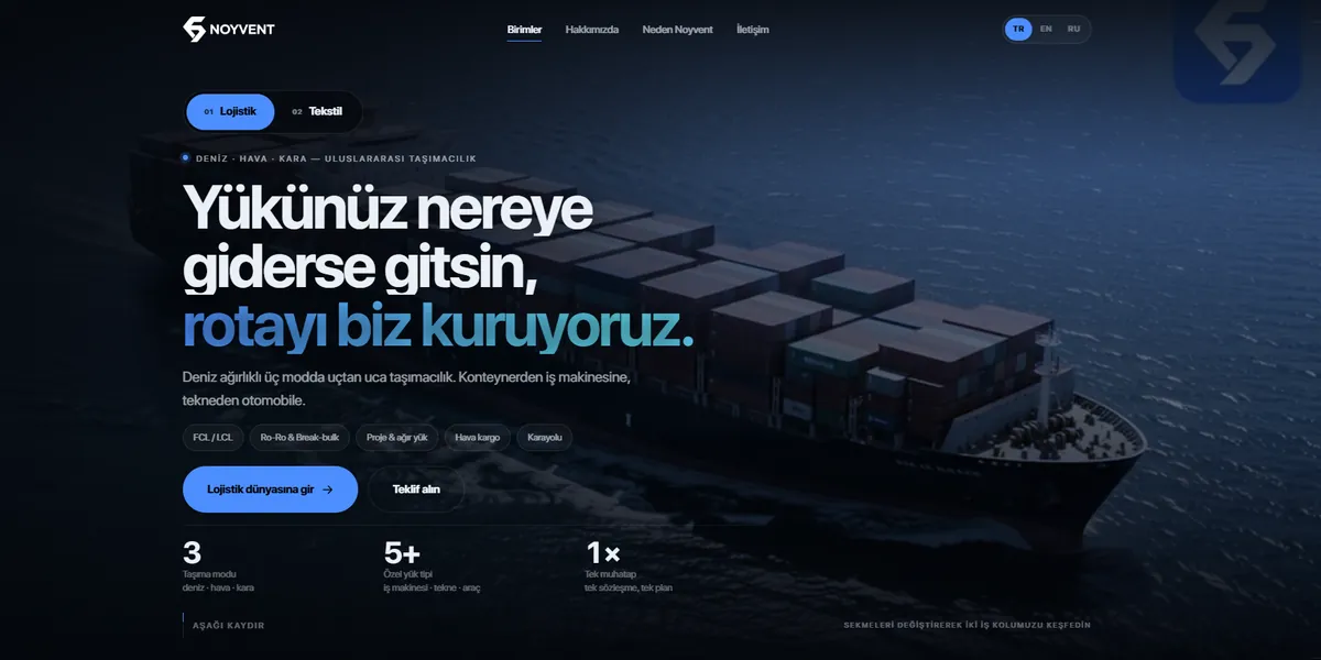 Noyvent web sitesi ana sayfası